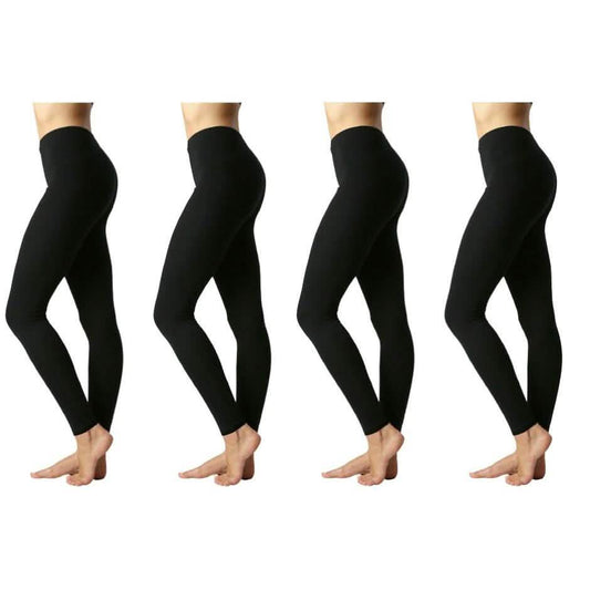 4-Pack: Women's Premium Cotton Full Length Leggings