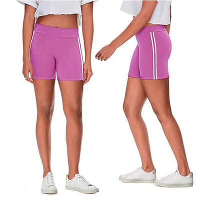 4-Pack: Women's Ultra-Soft Stretchy Athletic Workout Yoga Shorts with Stripes