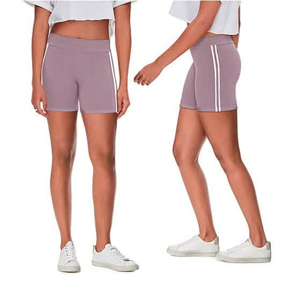 4-Pack: Women's Ultra-Soft Stretchy Athletic Workout Yoga Shorts with Stripes