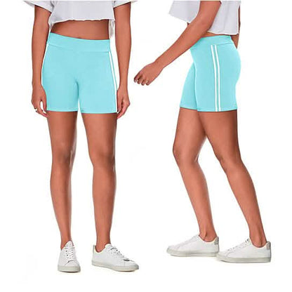 4-Pack: Women's Ultra-Soft Stretchy Athletic Workout Yoga Shorts with Stripes