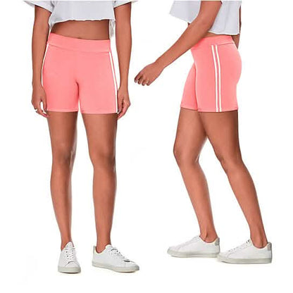 4-Pack: Women's Ultra-Soft Stretchy Athletic Workout Yoga Shorts with Stripes