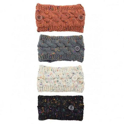 4-Pack: Women's Winter Headband and Ear Warmer with Buttons to Hold Mask