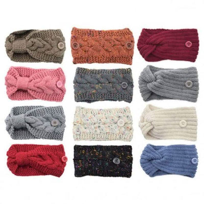 4-Pack: Women's Winter Headband and Ear Warmer with Buttons to Hold Mask