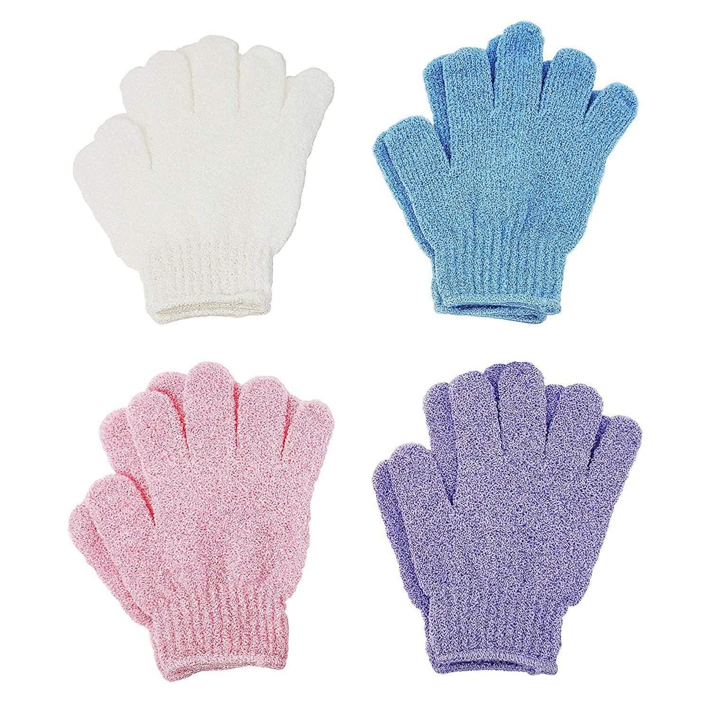 4-Pairs: Exfoliating Gloves - Premium Scrub Wash Mitt for Bath or Shower