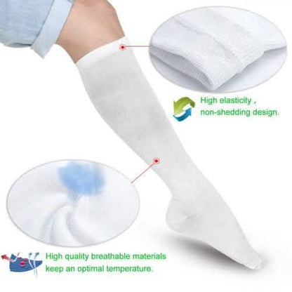 4-Pairs: White L/XL Compression Socks Running Sports Graduated Travel