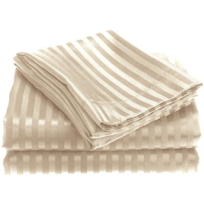 4-Piece: 1800 Series Brushed Microfiber Dobby Striped Sheet Set