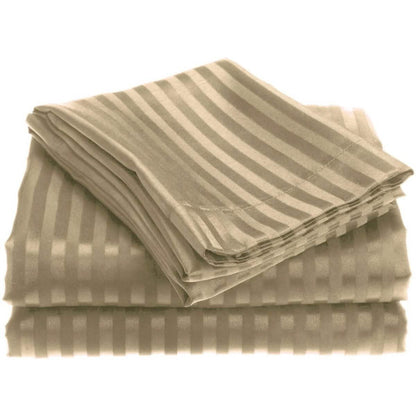 4-Piece: 1800 Series Brushed Microfiber Dobby Striped Sheet Set