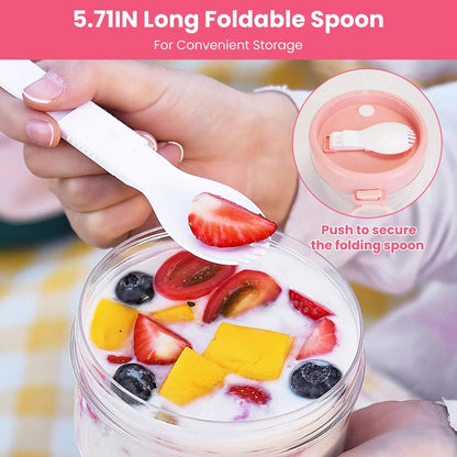 4-Piece: 20 Oz Oat Containers with Lids and Folding Spoons
