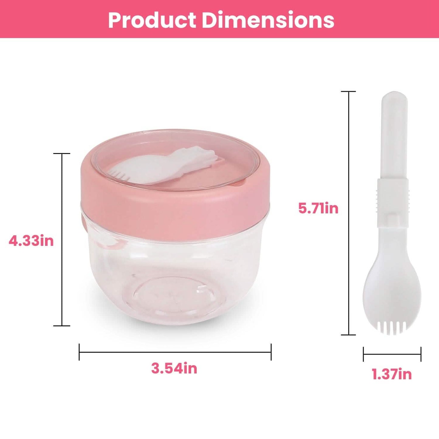 4-Piece: 20 Oz Oat Containers with Lids and Folding Spoons