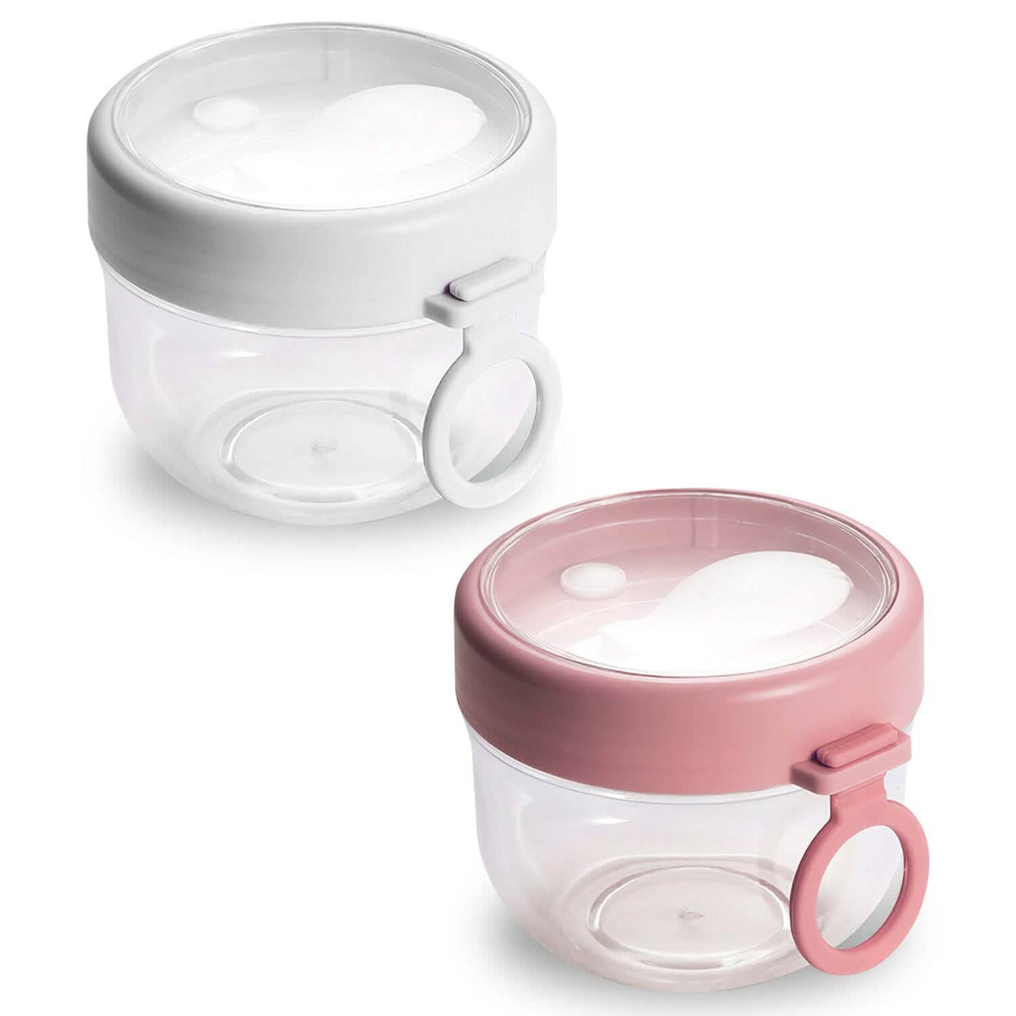4-Piece: 20 Oz Oat Containers with Lids and Folding Spoons