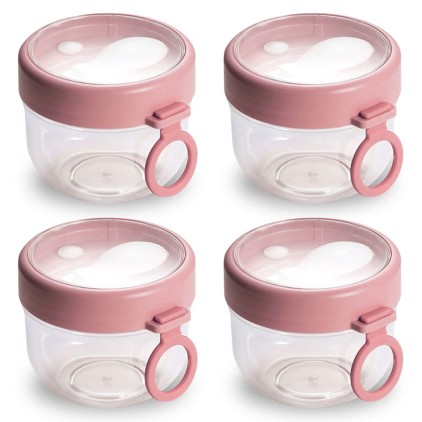 4-Piece: 20 Oz Oat Containers with Lids and Folding Spoons