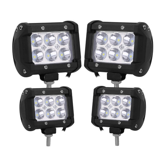 4-Piece: 4” 18W Dual Row LED Spot Light Pod