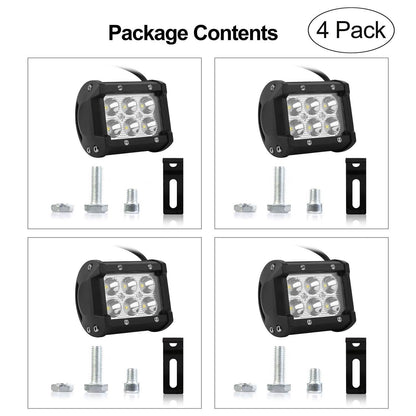 4-Piece: 4” 18W Dual Row LED Spot Light Pod