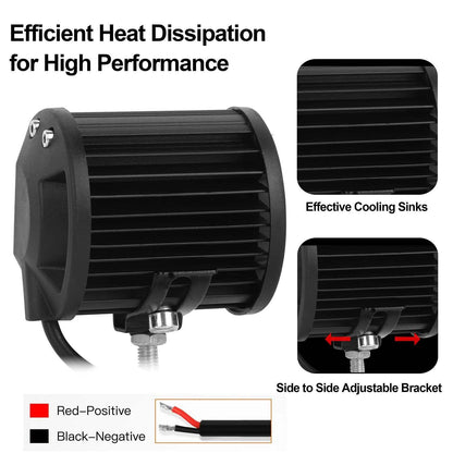 4-Piece: 4” 18W Dual Row LED Spot Light Pod