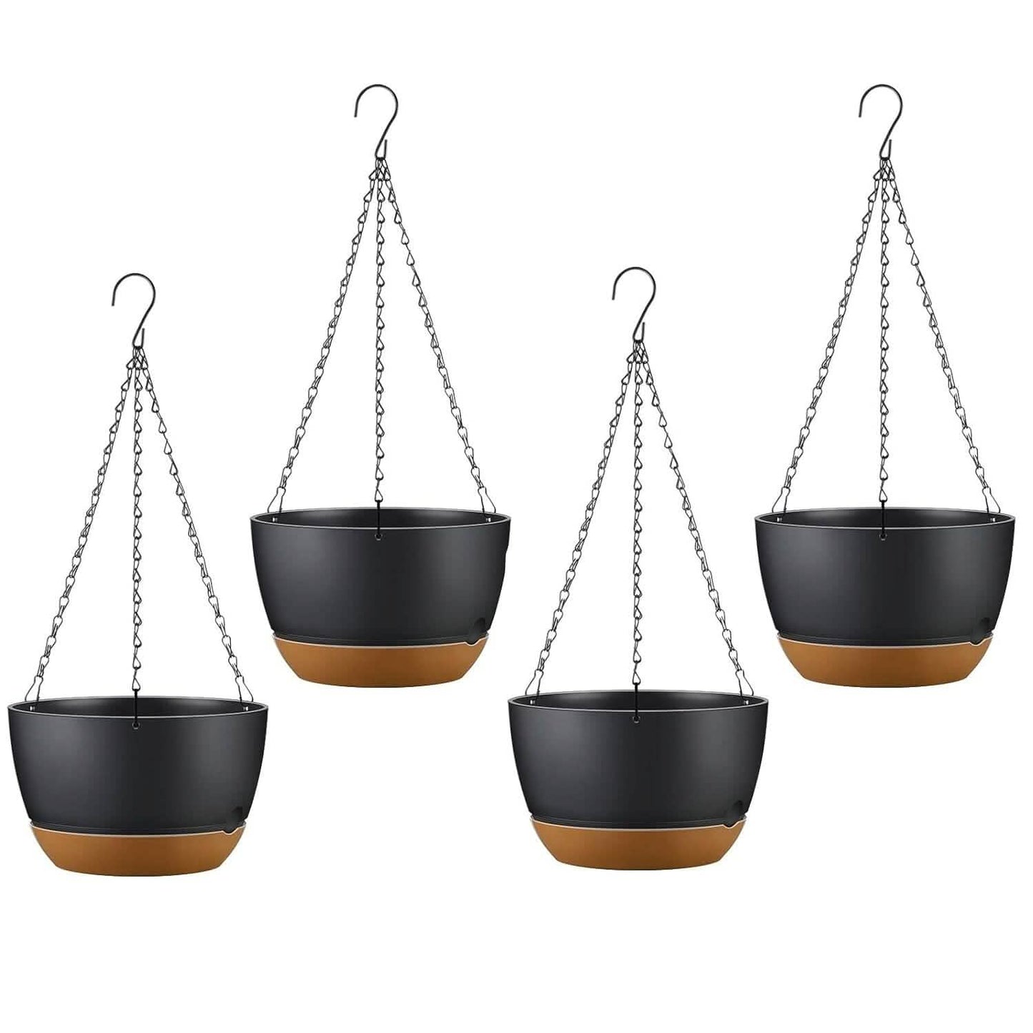 4-Piece: 9.64" Diameter Hanging Planter with Drainage Holes