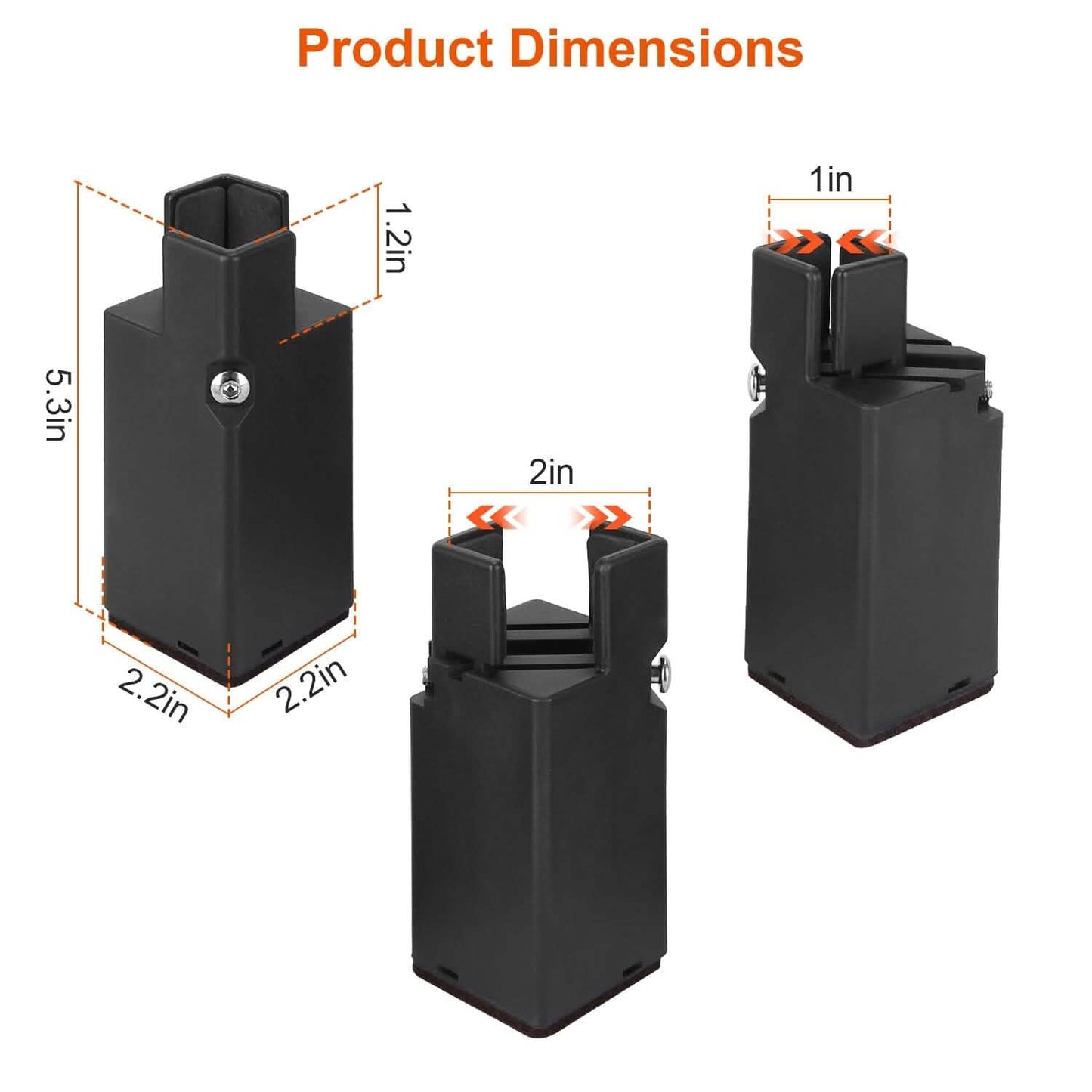 4-Piece: Adjustable Bed Riser with Screw Clamp