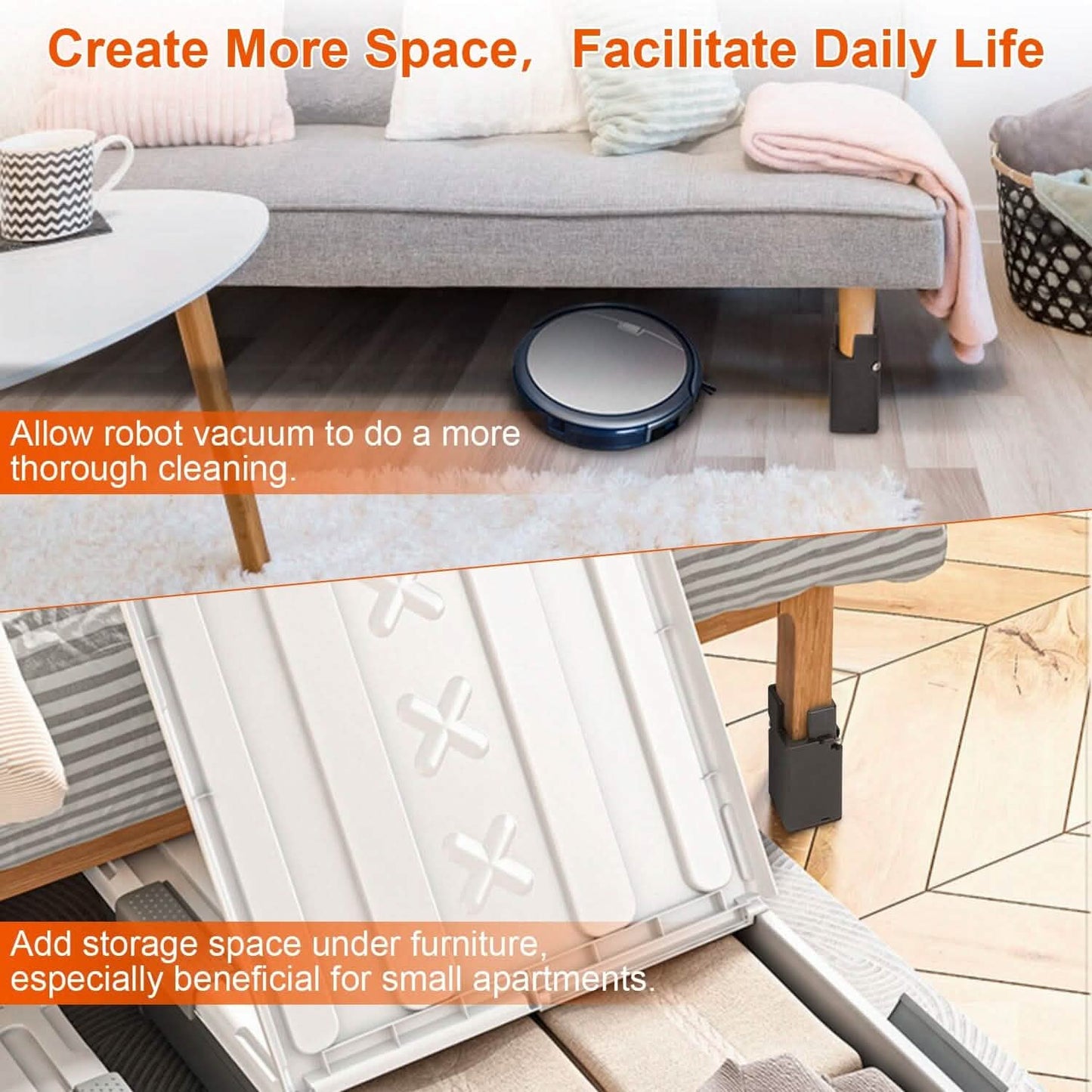 4-Piece: Adjustable Bed Riser with Screw Clamp