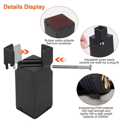 4-Piece: Adjustable Bed Riser with Screw Clamp