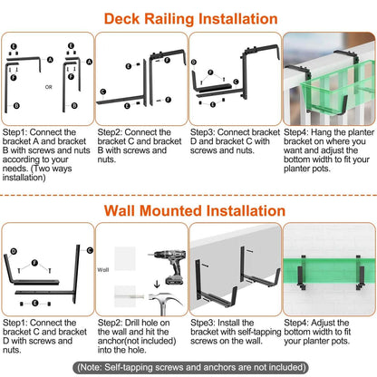 4-Piece: Adjustable Planter Box Brackets