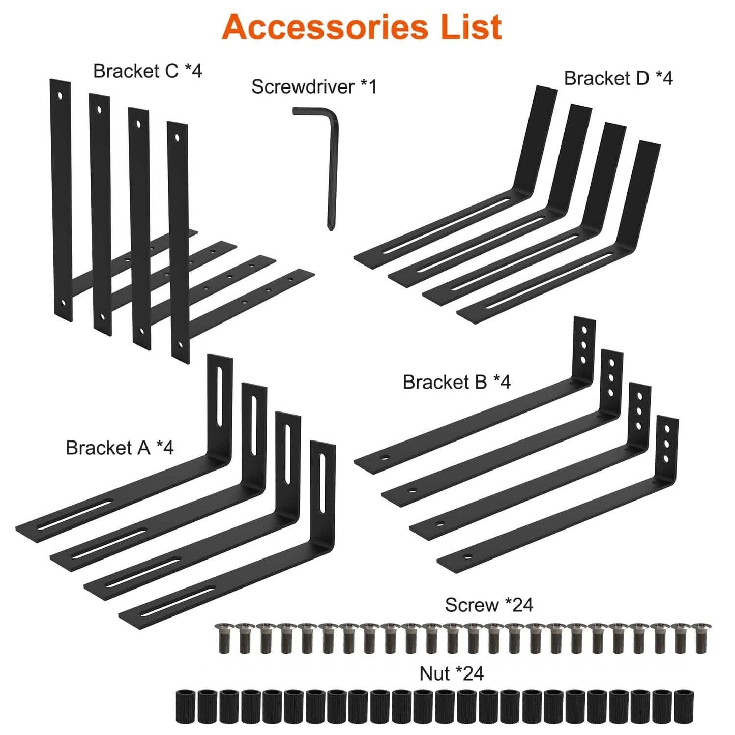 4-Piece: Adjustable Planter Box Brackets