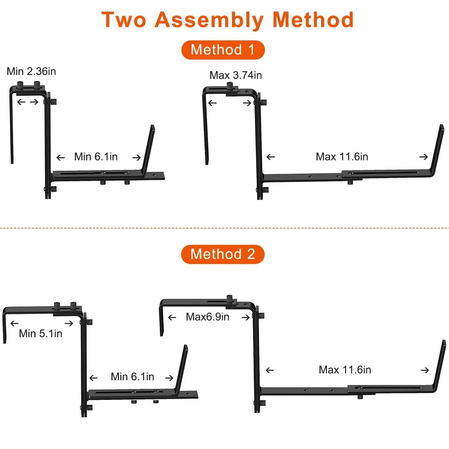 4-Piece: Adjustable Planter Box Brackets