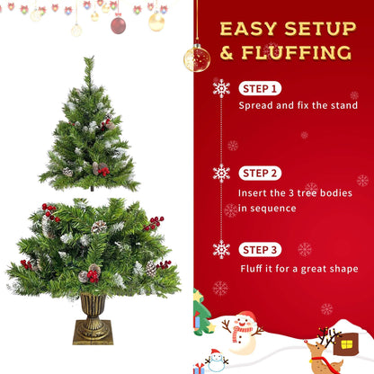 4-Piece: Artificial Christmas Tree Set