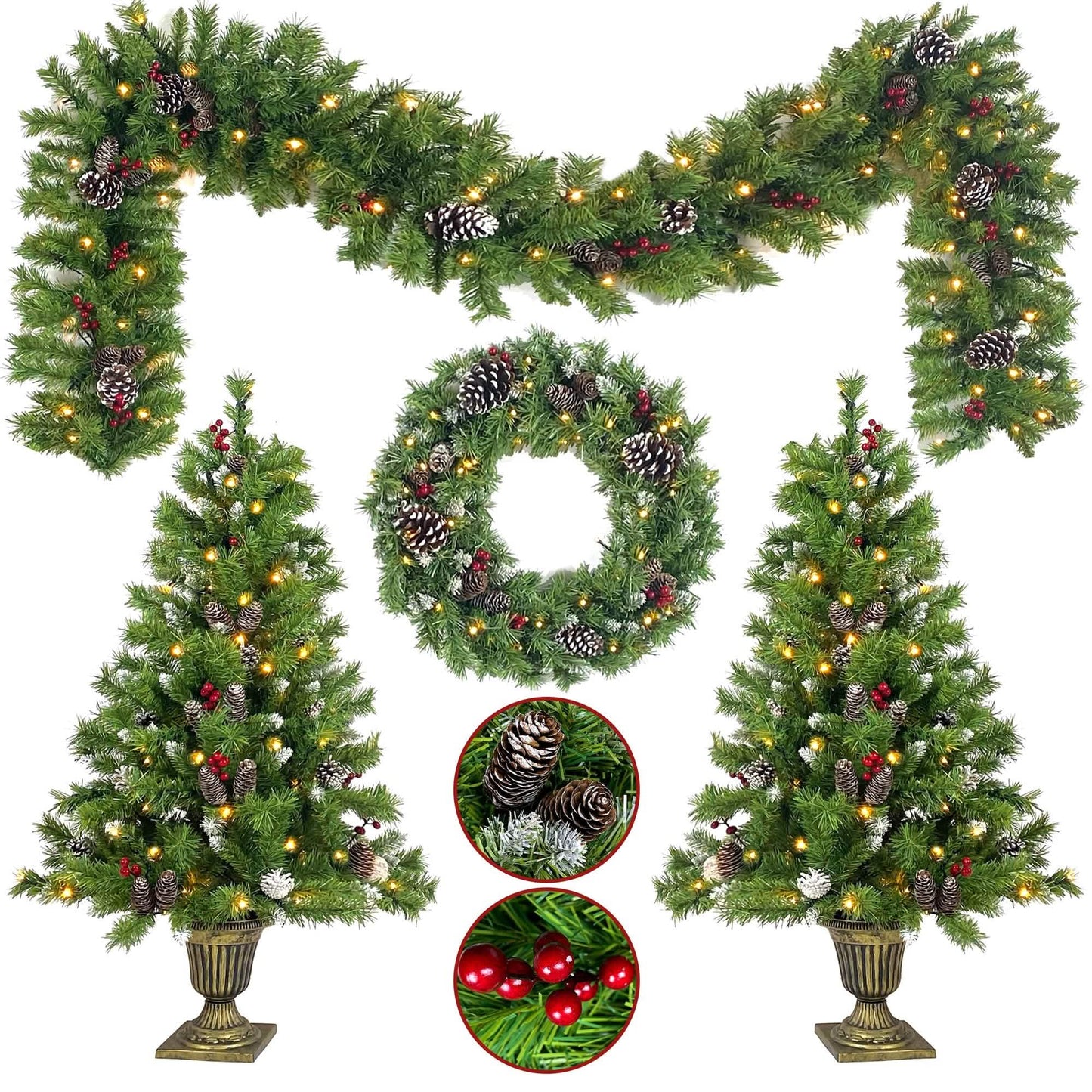 4-Piece: Artificial Christmas Tree Set