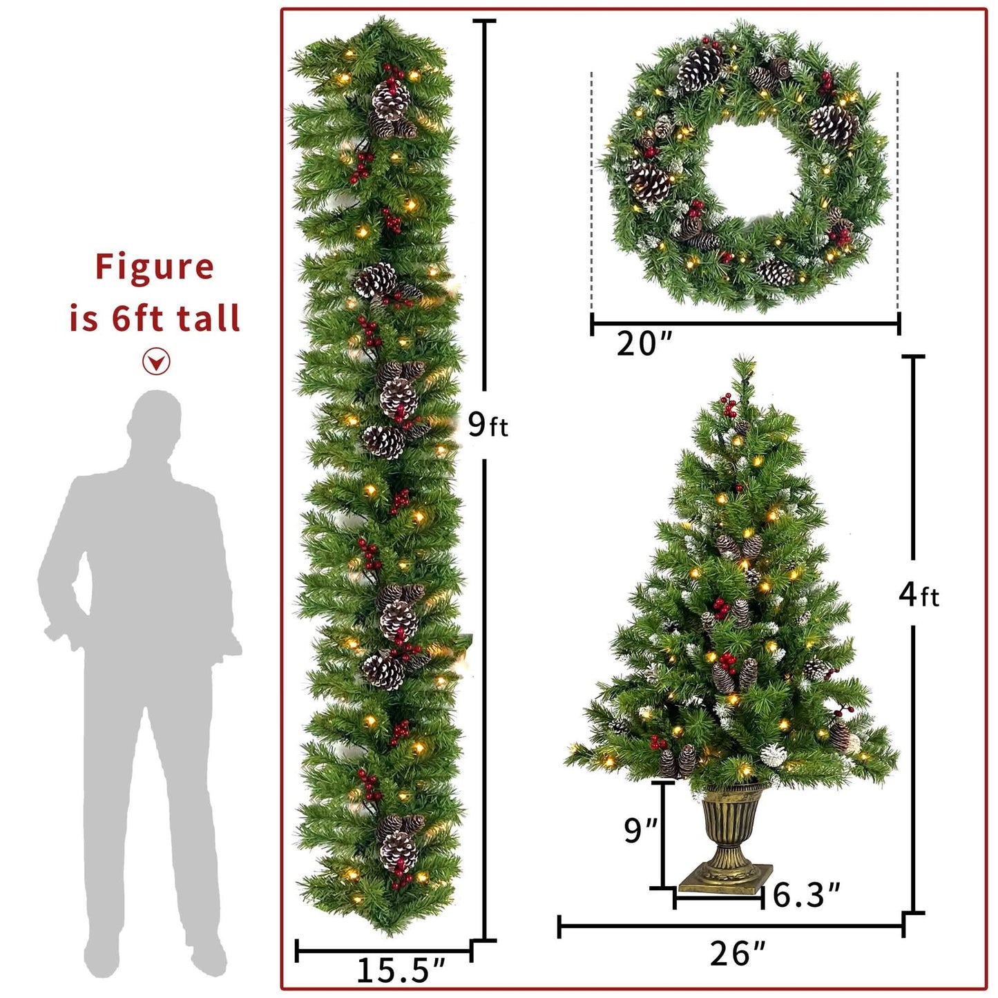 4-Piece: Artificial Christmas Tree Set