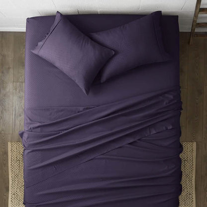 4-Piece: Checkered Embossed Sheet Set