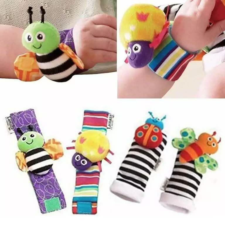 4-Piece: Cute Animal Soft Baby Socks Toys Wrist Rattles Set