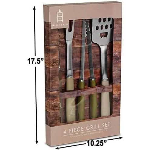 4-Piece: Den Haven Stainless Steel BBQ Accessory Grill Tool Set