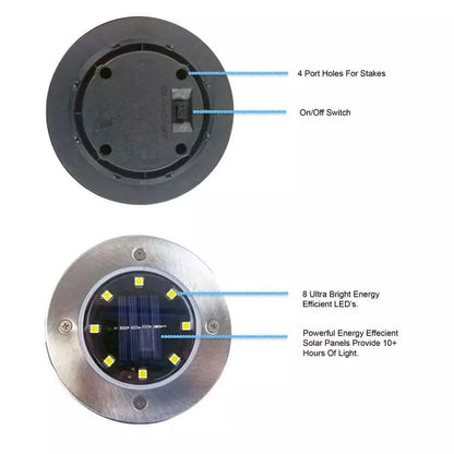 4-Piece: Disk Solar Powered Path Lawn Lights