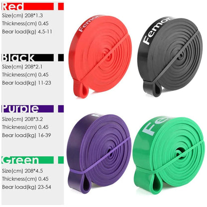 4-Piece: Exercise Bands Latex Resistance elastic Band -Pull Up Assist Bands Fitness