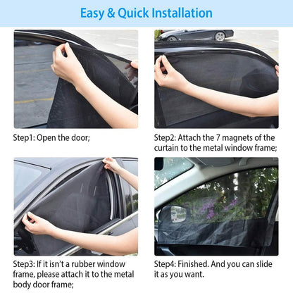 4-Piece: Front Rear Car Window Magnet Covers