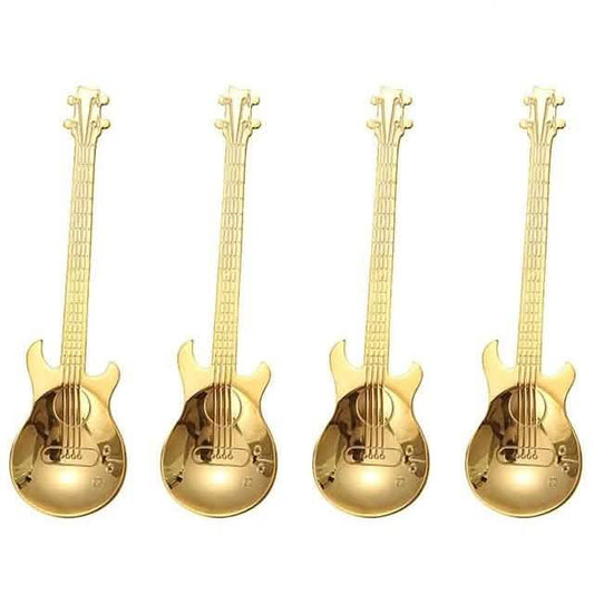 4-Piece: Guitar-Shaped Spoon Set