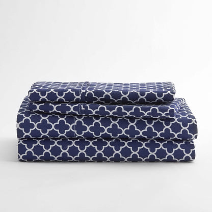 4-Piece: Quatrefoil Patterned Sheet Set