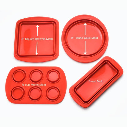 4-Piece Set: Collapsible Silicone Bakeware