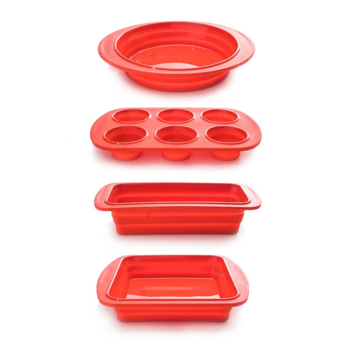 4-Piece Set: Collapsible Silicone Bakeware
