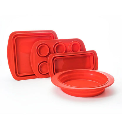 4-Piece Set: Collapsible Silicone Bakeware