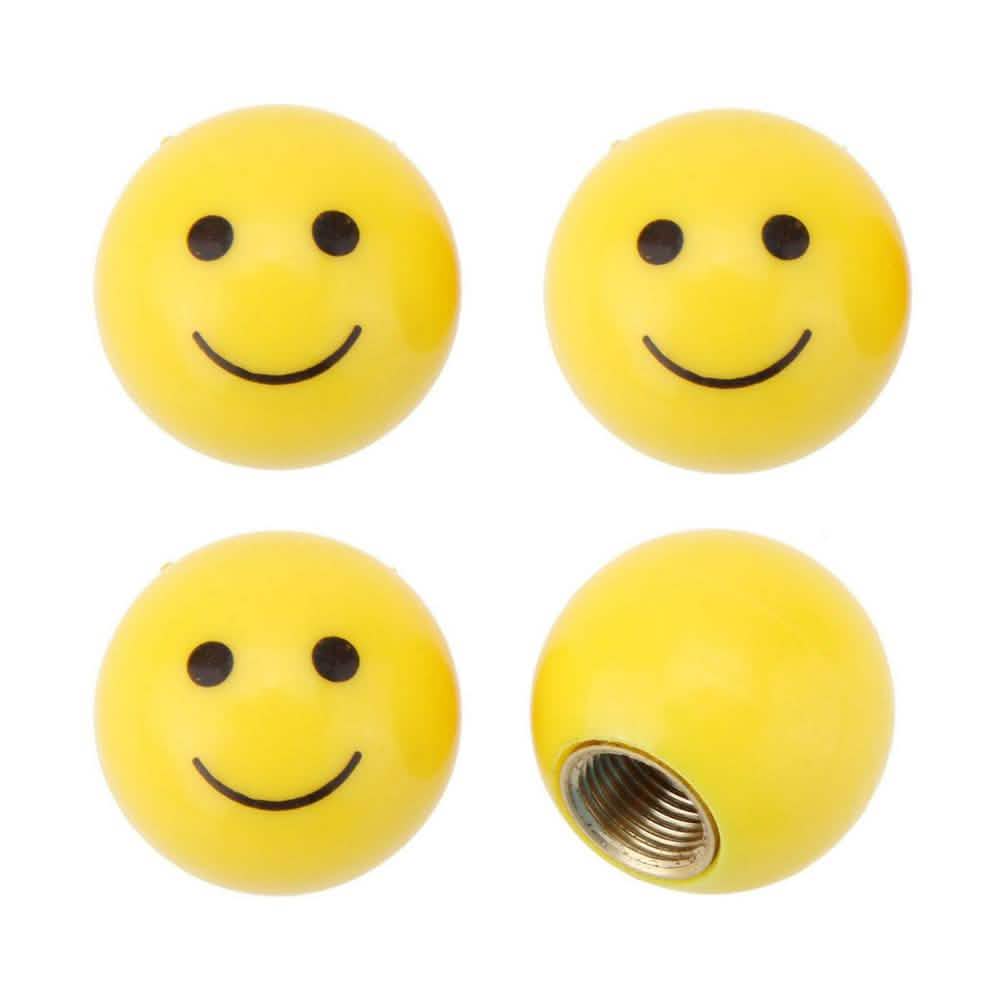 4-Piece Set: Smiley Face Bike Valve Covers