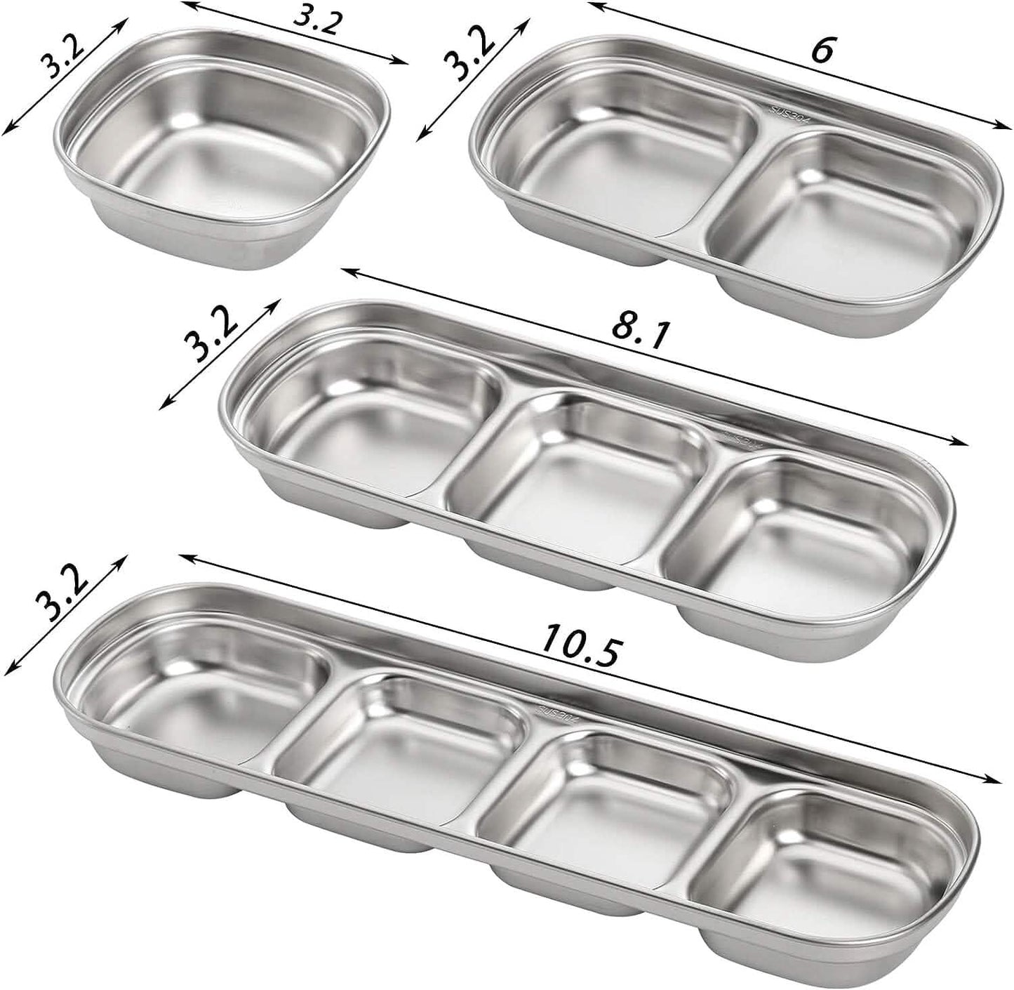 4-Piece Set: Stainless Steel Sauce Dish