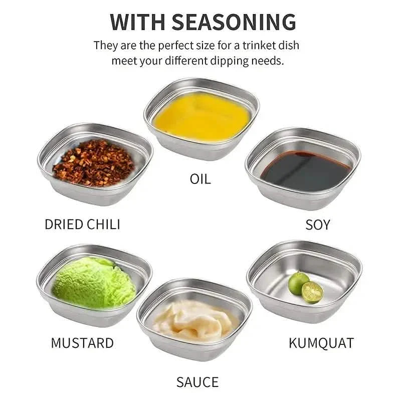 4-Piece Set: Stainless Steel Sauce Dish