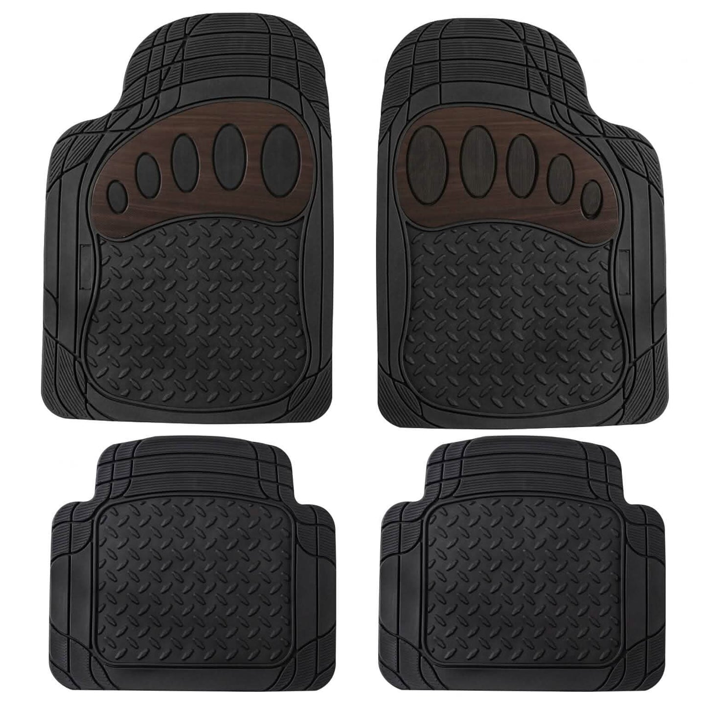 4-Piece Set: Trimmable ClimaProof™ Non-Slip Rubber Floor Mats With Footprint Design