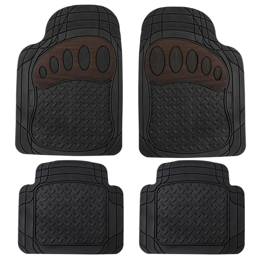 4-Piece Set: Trimmable ClimaProof™ Non-Slip Rubber Floor Mats With Footprint Design