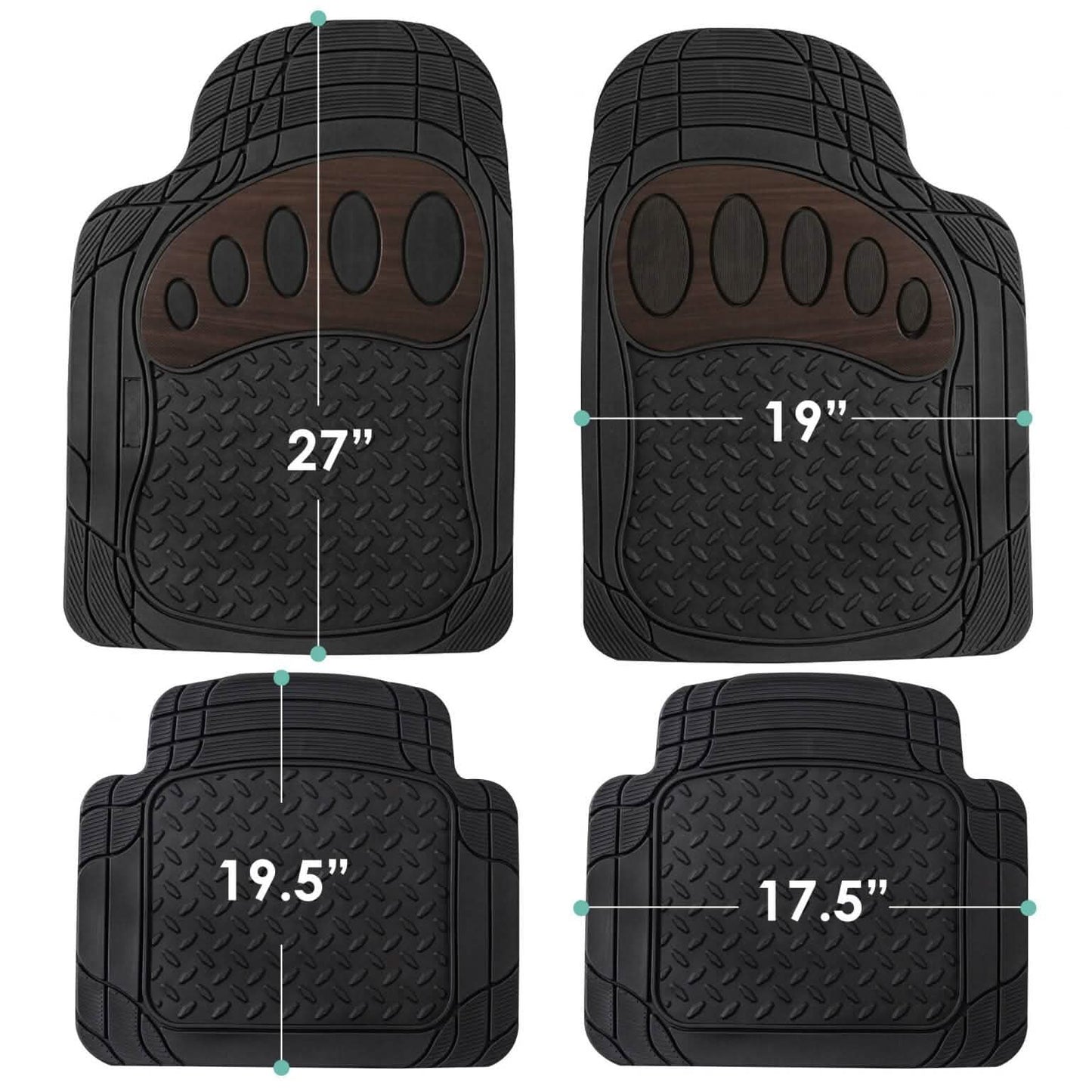 4-Piece Set: Trimmable ClimaProof™ Non-Slip Rubber Floor Mats With Footprint Design