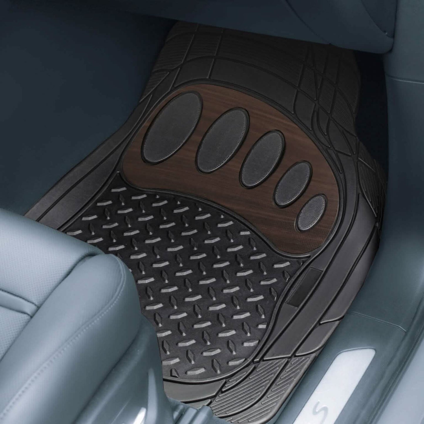 4-Piece Set: Trimmable ClimaProof™ Non-Slip Rubber Floor Mats With Footprint Design