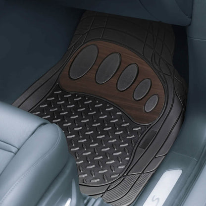 4-Piece Set: Trimmable ClimaProof™ Non-Slip Rubber Floor Mats With Footprint Design