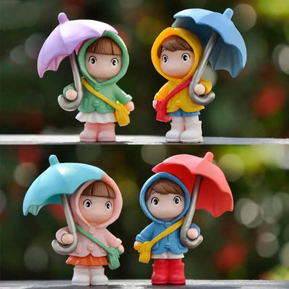 4-Piece Set: Umbrella Girl Figure Statue