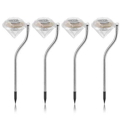 4-Piece: Solar Diamond LED Light Pathway Stake Decorative Lamp