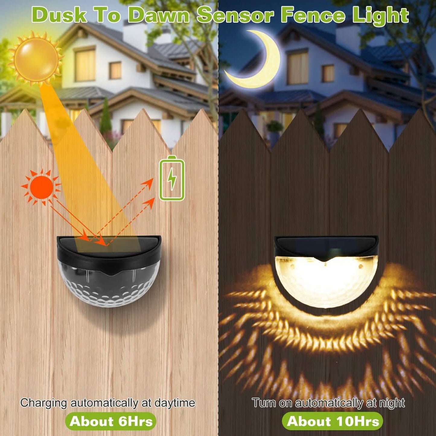 4-Piece: Solar Fence Outdoor Lights